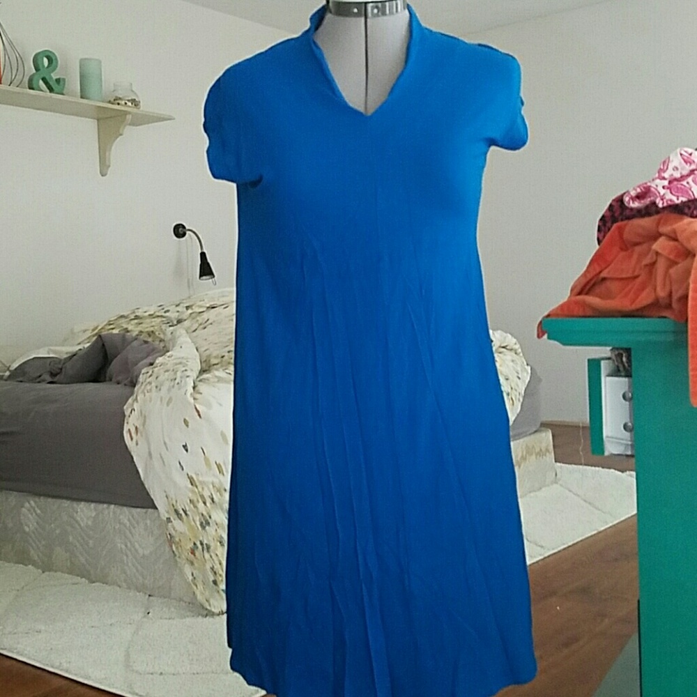 Eileen Fisher viscose blue tunic dress M